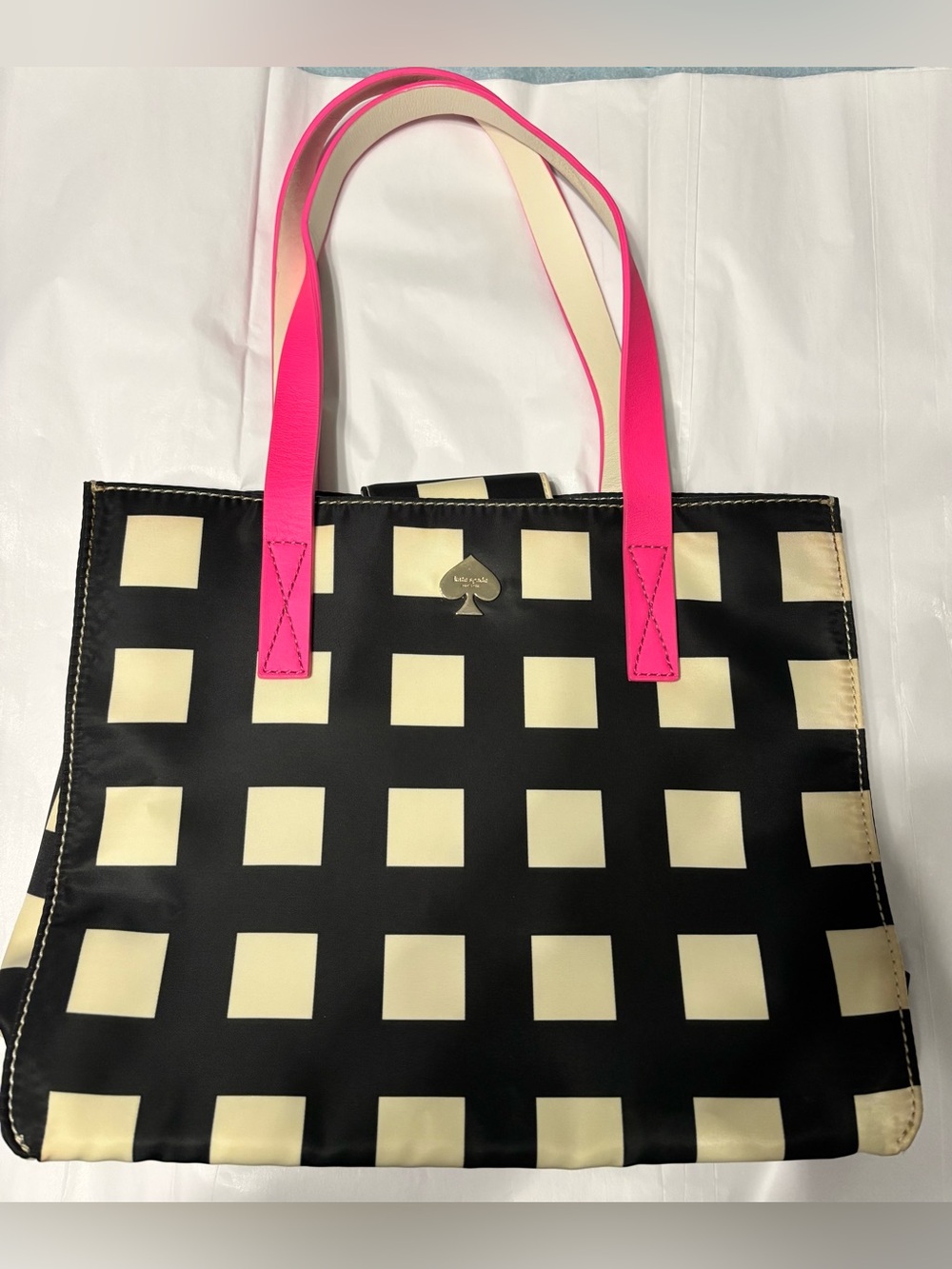 Kate Spade Berry Elise tote handbag purse black & ivory check